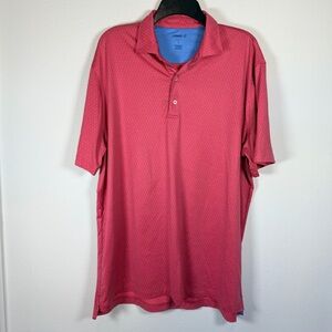 Johnnie-O Men's L Performance Golf Polo Pink/Blue Geometric Short Sleeve